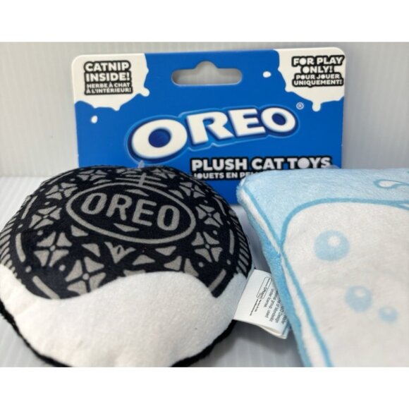Oreo Plush Cat Kitten Toy Cookie Glass Milk with Catnip Soft Chew Play Time Fun - Picture 6 of 7